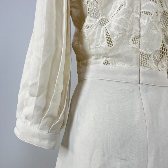 $655 NWT SEE BY CHLOÉ Embroidery Mini Dress Cream Size 40 Pleated Sleeves - Picture 7 of 13